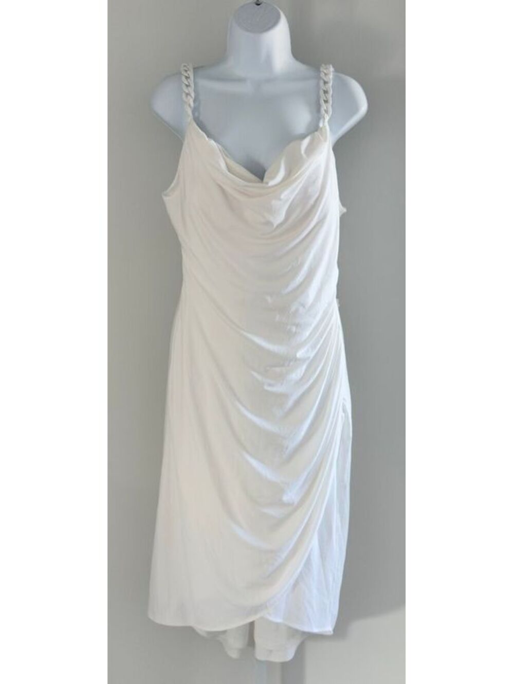 Siena White Chain-Trim Midi Bodycon Dress Women Size 12